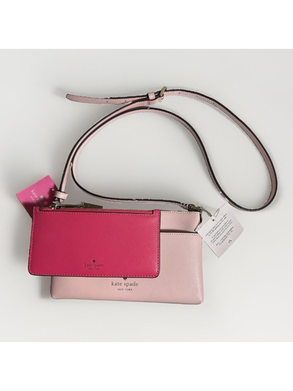 NWT Kate Spade Sadie Saffiano Leather Top Zip Chalk Pink Crossbody Set Bag K7402